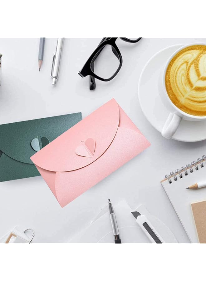 إيروريكس مظاريف صغيرة بلونين 20 قطعة من الورق اللؤلؤي بتصميم قلب عتيق إبداعي لحفلات الزفاف وأعياد الميلاد وبطاقات الهدايا باللون الوردي والأخضر - Image 5