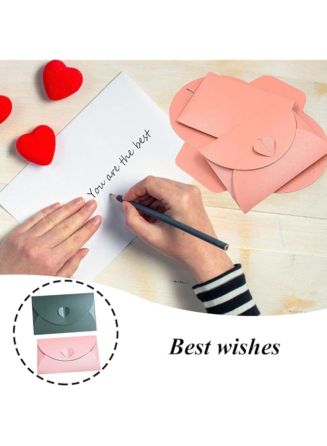 إيروريكس مظاريف صغيرة بلونين 20 قطعة من الورق اللؤلؤي بتصميم قلب عتيق إبداعي لحفلات الزفاف وأعياد الميلاد وبطاقات الهدايا باللون الوردي والأخضر - Image 2