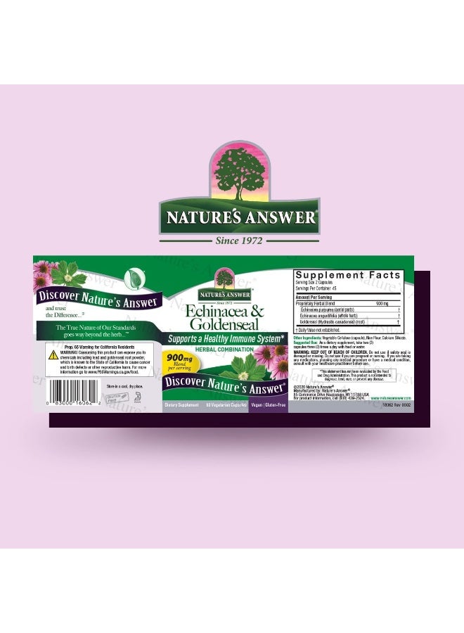 NATURE'S ANSWER Echinacea & Goldenseal, 90 Vegan Capsules - Image 2