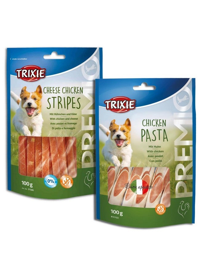 Trixie Premio Dog Treats Combo: Cheese Chicken Stripes, 100 G And Chicken Pasta, 100 G - Protein Rich, Healthy & Training Snacks For All Dog Breeds - Image 1