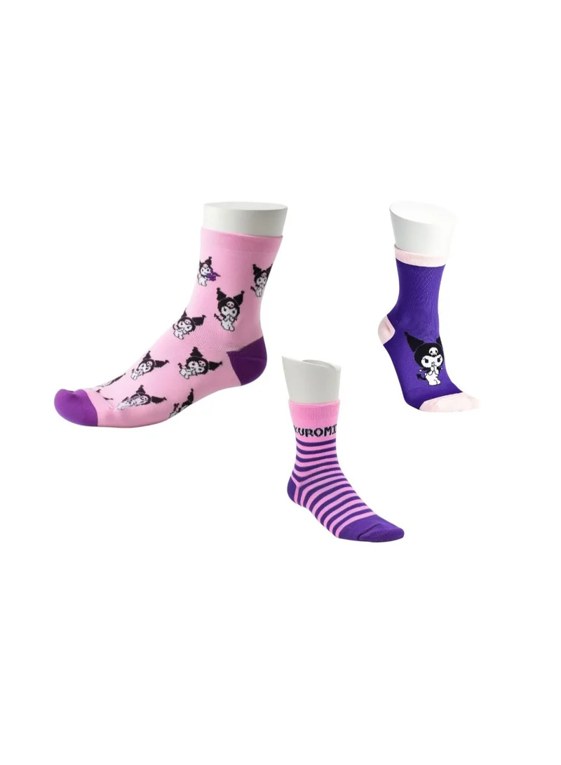 kuromi 3 PAIRS | KUROMI ANKLET SOCKS 78% COTTON| 18% POLYESTER | 4% ELASTANE