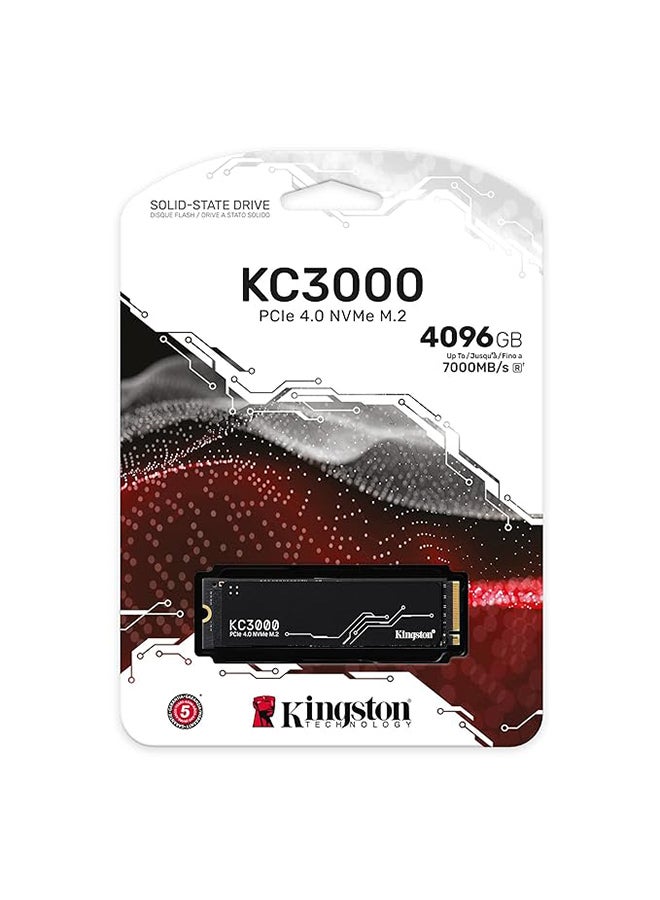 كينغستون KC3000 4096GB M.2 2280 SSD داخلي، سرعة قراءة وكتابة تصل إلى 7000 ميجابايت/ثانية، PCIe 4.0 x4 NVMe 3D TLC، 3.2PBW تيرابايت، مبدد حراري، تصميم منخفض، أسود | SKC3000D/4096G - Image 3