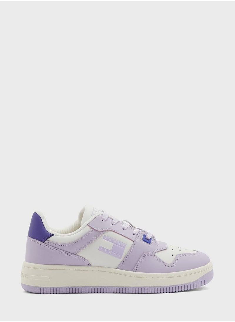 TOMMY JEANS - Retro Basket Tonal Logo Low Top Sneakers - Image 1