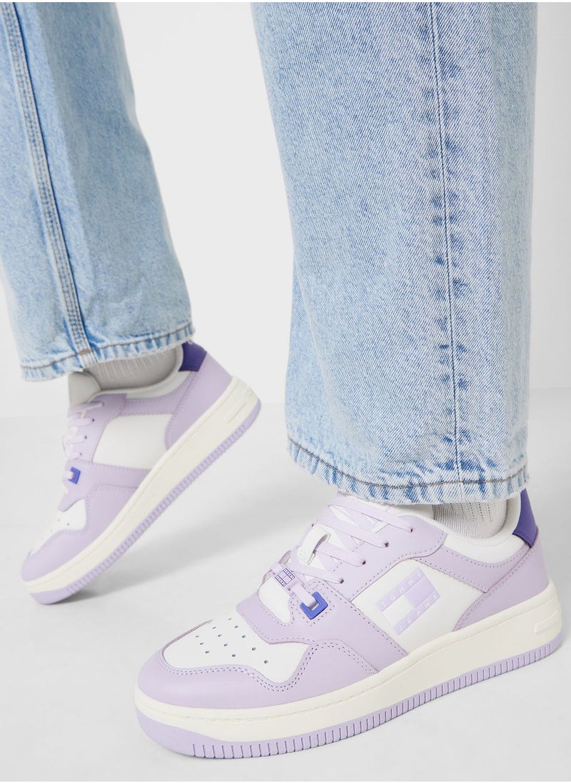 TOMMY JEANS - Retro Basket Tonal Logo Low Top Sneakers - Image 1