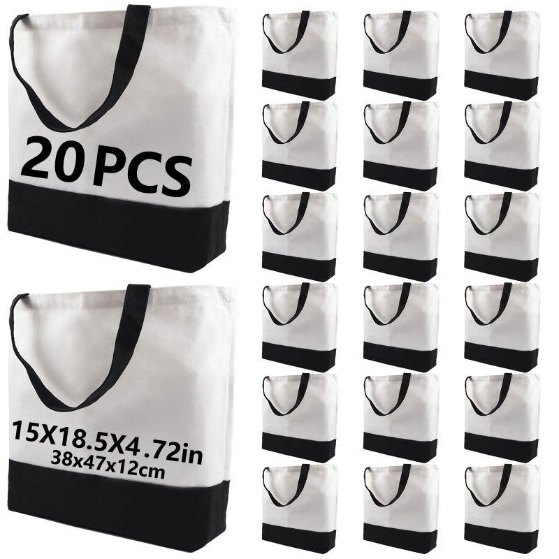 OKBA 20 pcs Sublimation Tote Bags,polyester tote bags for sublimation, blank canvas tote bags for DIY Crafting and Decorating - Image 1