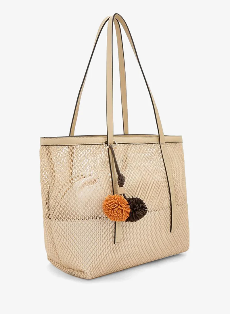 Celeste TAUPE Textured Shopper Bag With Drawstring Pouch for Women | Best Price UAE