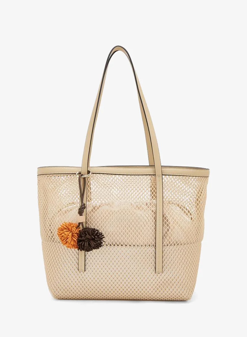 Textured Shopper Bag With Drawstring Pouch