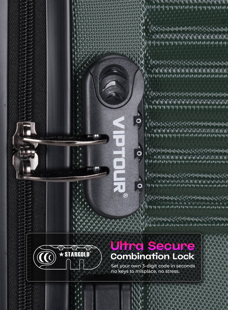 VIPTOUR ABS Hardside 3 Piece Trolley Luggage Set  Spinner Wheels with Number Lock 20/24/28 Inches - Image 3