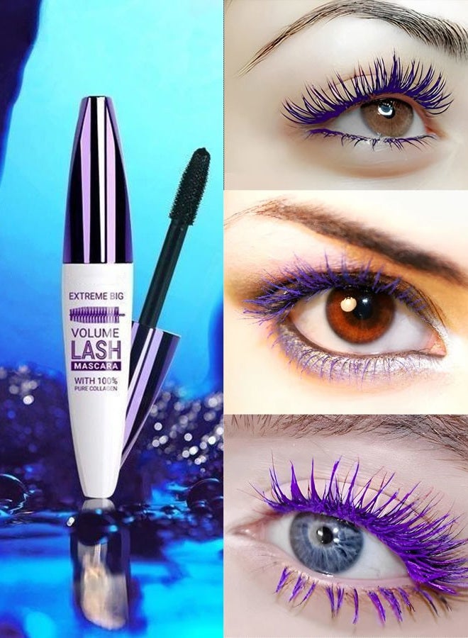 LYSdefeu 5D Colored Mascara Volume and Length,Blue Purple Waterproof Smudge-proof Mascara for Eyelashes,Volumizing Lengthening Curling rimel de pestañas,Cosplay Party Stage Use,Women's Makeup Gift for Women - Image 2