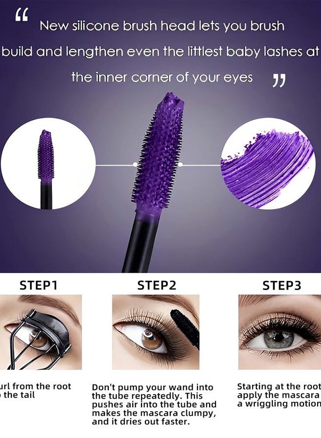 LYSdefeu 5D Colored Mascara Volume and Length,Blue Purple Waterproof Smudge-proof Mascara for Eyelashes,Volumizing Lengthening Curling rimel de pestañas,Cosplay Party Stage Use,Women's Makeup Gift for Women - Image 4