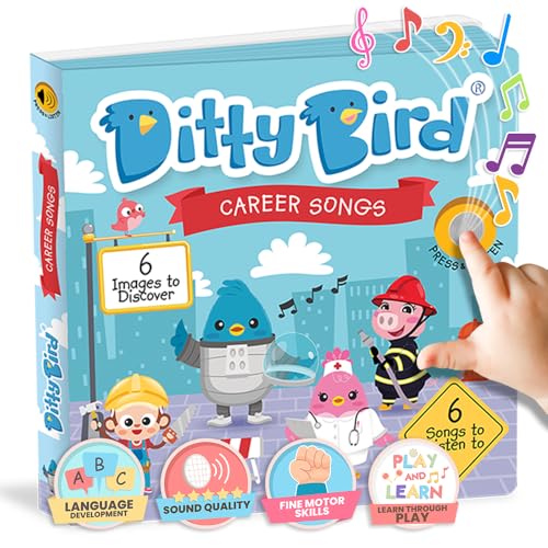 Ditty Bird When i grow up songs Interactive Musical Sound book for toddlers 1 3 Early learning toy with sounds I am a Firefigher - Image 1