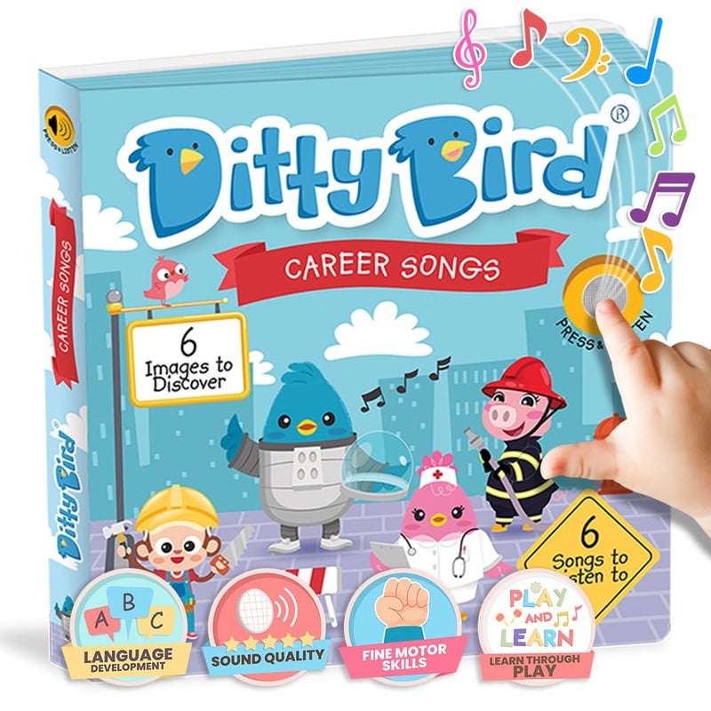 Ditty Bird When i grow up songs Interactive Musical Sound book for toddlers 1 3 Early learning toy with sounds I am a Firefigher - Image 4