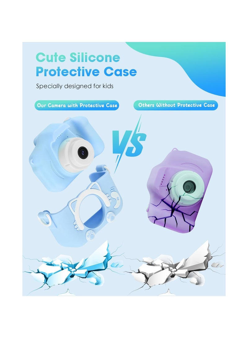 Kids Camera Toy with 64GB, Rechargeable, 1080P HD Photos & Videos, Blue - Ideal Gift for Boys Ages 3 4 5 6 7 8 - Image 4