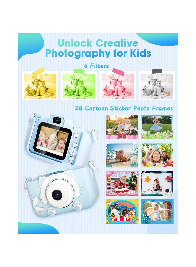 Kids Camera Toy with 64GB, Rechargeable, 1080P HD Photos & Videos, Blue - Ideal Gift for Boys Ages 3 4 5 6 7 8 - Image 5
