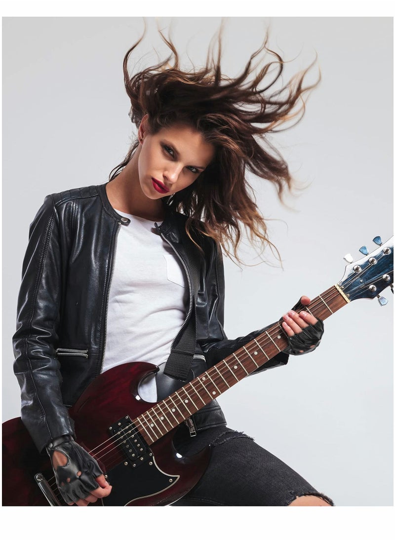Excefore - Punk Half Finger Gloves, PU Leather Performance Gloves - Image 1