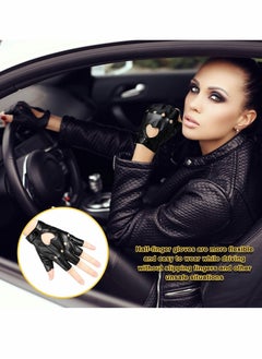 Excefore Punk Half Finger Gloves, PU Leather Performance Gloves  - Image 5