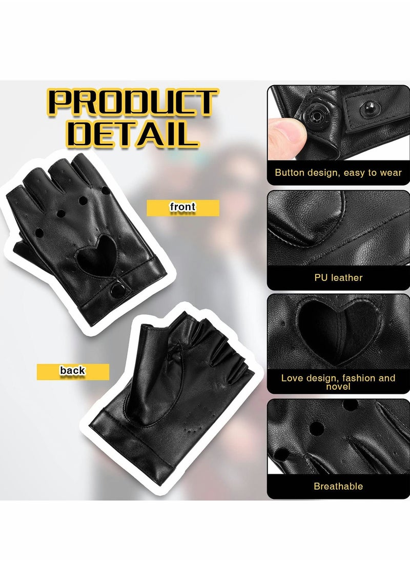Excefore Punk Half Finger Gloves, PU Leather Performance Gloves  - Image 3