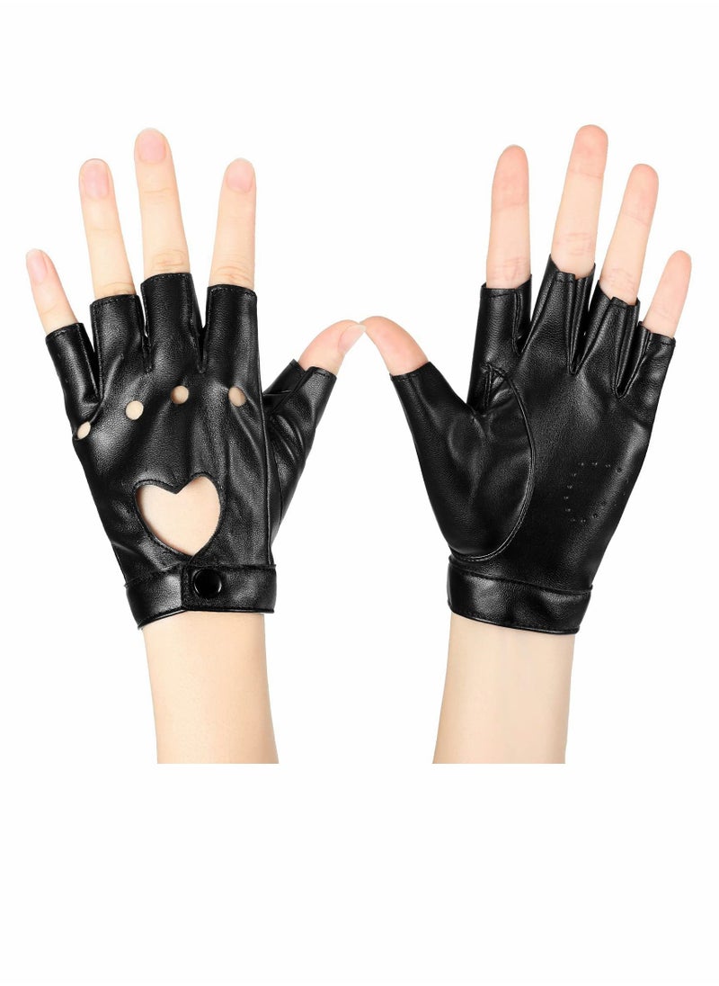 Excefore Punk Half Finger Gloves, PU Leather Performance Gloves  - Image 1