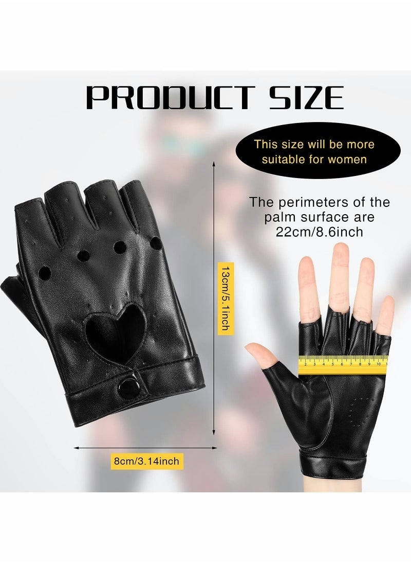 Excefore Punk Half Finger Gloves, PU Leather Performance Gloves  - Image 2