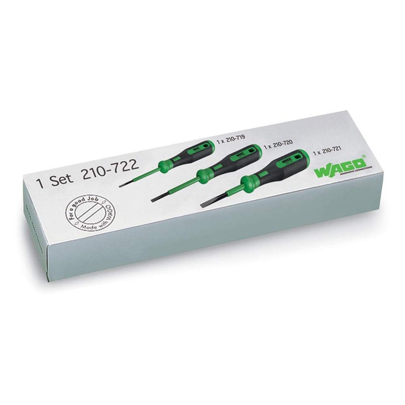 Wago 210722 WAGO Operating Tool Set Tool One 25 x 04 mm Blade Tool Two 35 x 05 mm Blade Tool Three 55 x 08 mm Blade Features Partially Insulated Shaft Set of Three - Image 2