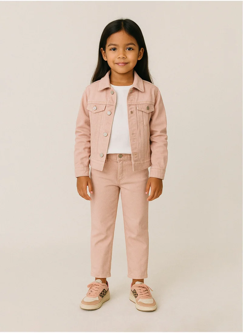 مينوتي Kids Girls Twill Mom Fit Trousers