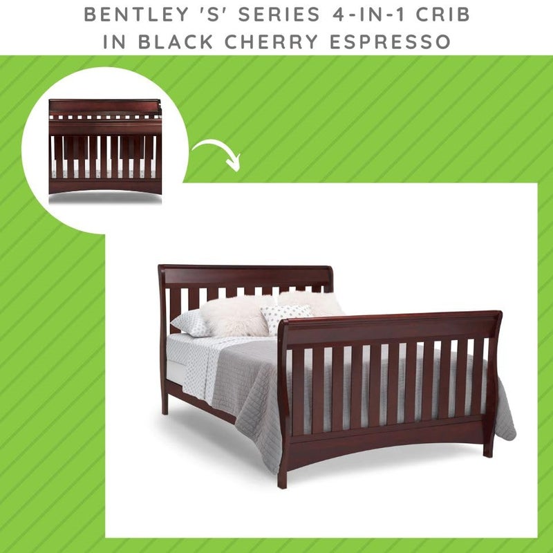 CC KITS FullSize Conversion Kit Bed Rails for Bentley Convertible Crib by Delta Children  Solid Wood Rail 0050  Toddler  Adult Bed Rail for FullSize  Nursery Furniture Black Cherry Espresso  607 - Image 4