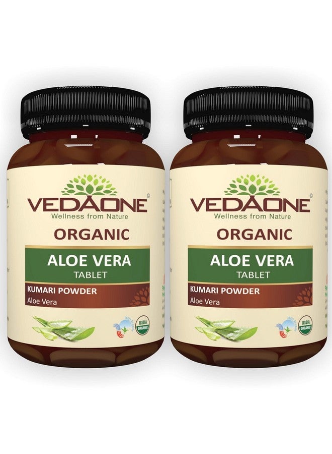 VEDAONE Aloe Vera Tablets As Herbal Supplements - 100% Pure Organic Aloe Vera Extract 750Mg 60 Tablets (Pack Of 2) - Image 1