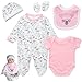 Pedolltree Reborn Baby Dolls Clothes Girl Pink Animal Theme Outfit Accessories 5 Pcs Set for 1722 Inch Newborn Baby Girl Reborn Dolls Clothes - Image 2