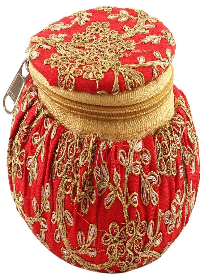 BINORI Rajasthani Style Royal Clutch Silk Jewelry/Bangle Box Combo (Size- 4 inch) (PACK OF 3) - Image 4