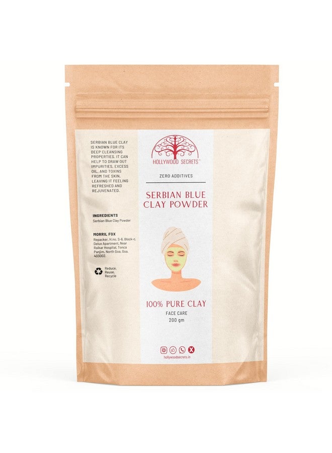 Hollywood Secrets Clay Powders 200gms (Pure Serbian Blue Clay) | Healing Clay | Skin Brightening | For Face, Body, Foot - Image 1