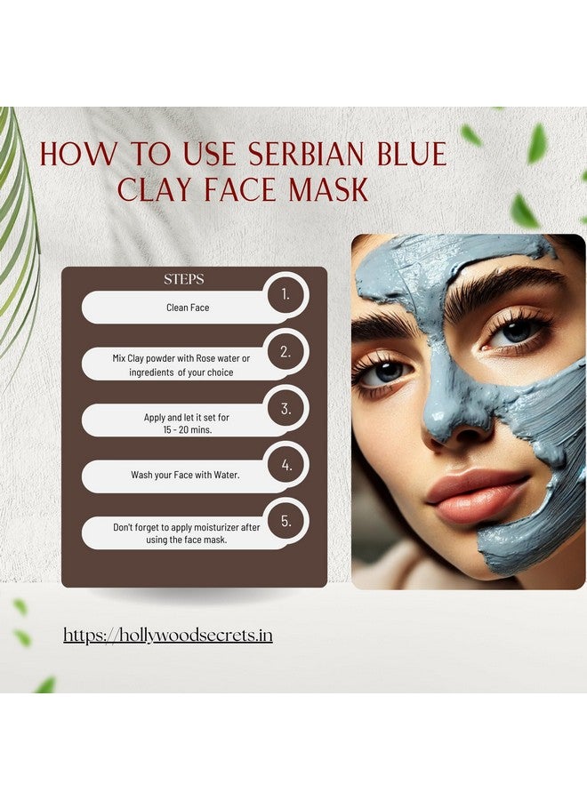 Hollywood Secrets Clay Powders 200gms (Pure Serbian Blue Clay) | Healing Clay | Skin Brightening | For Face, Body, Foot - Image 5