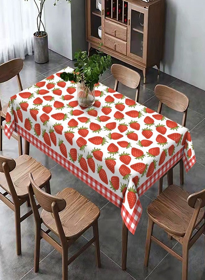 Hafangry Strawberry Tablecloth Spring Summer Fruit Birthday Baby Shower Party Decoration Buffalo Plaid Check Kitchen Dining Room Home Decor-60×84inch - Image 4