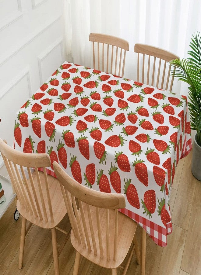Hafangry Strawberry Tablecloth Spring Summer Fruit Birthday Baby Shower Party Decoration Buffalo Plaid Check Kitchen Dining Room Home Decor-60×84inch - Image 2