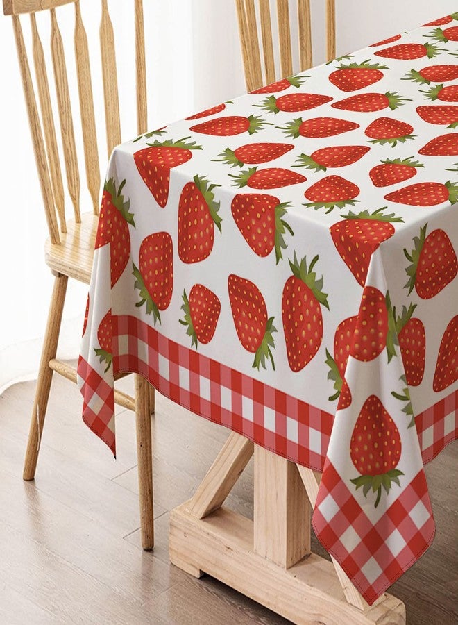 Hafangry Strawberry Tablecloth Spring Summer Fruit Birthday Baby Shower Party Decoration Buffalo Plaid Check Kitchen Dining Room Home Decor-60×84inch - Image 5