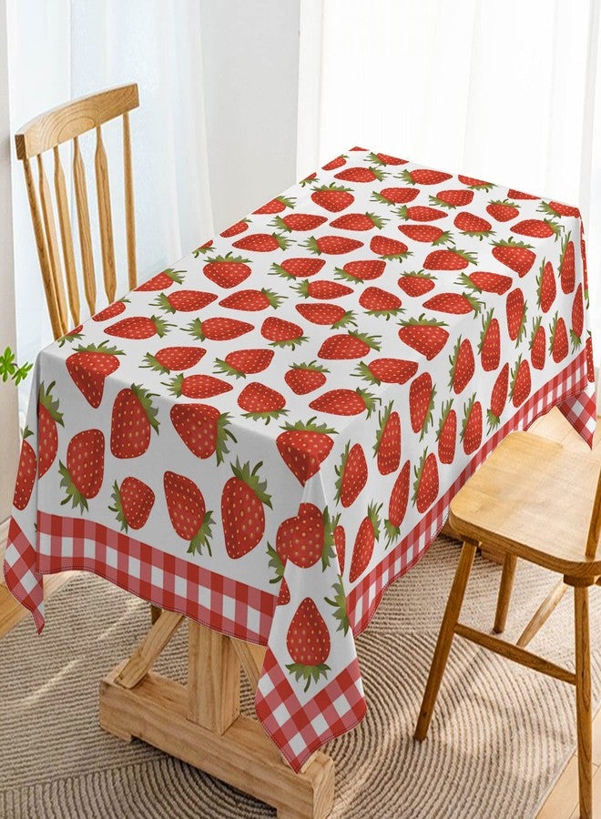 Hafangry Strawberry Tablecloth Spring Summer Fruit Birthday Baby Shower Party Decoration Buffalo Plaid Check Kitchen Dining Room Home Decor-60×84inch - Image 1