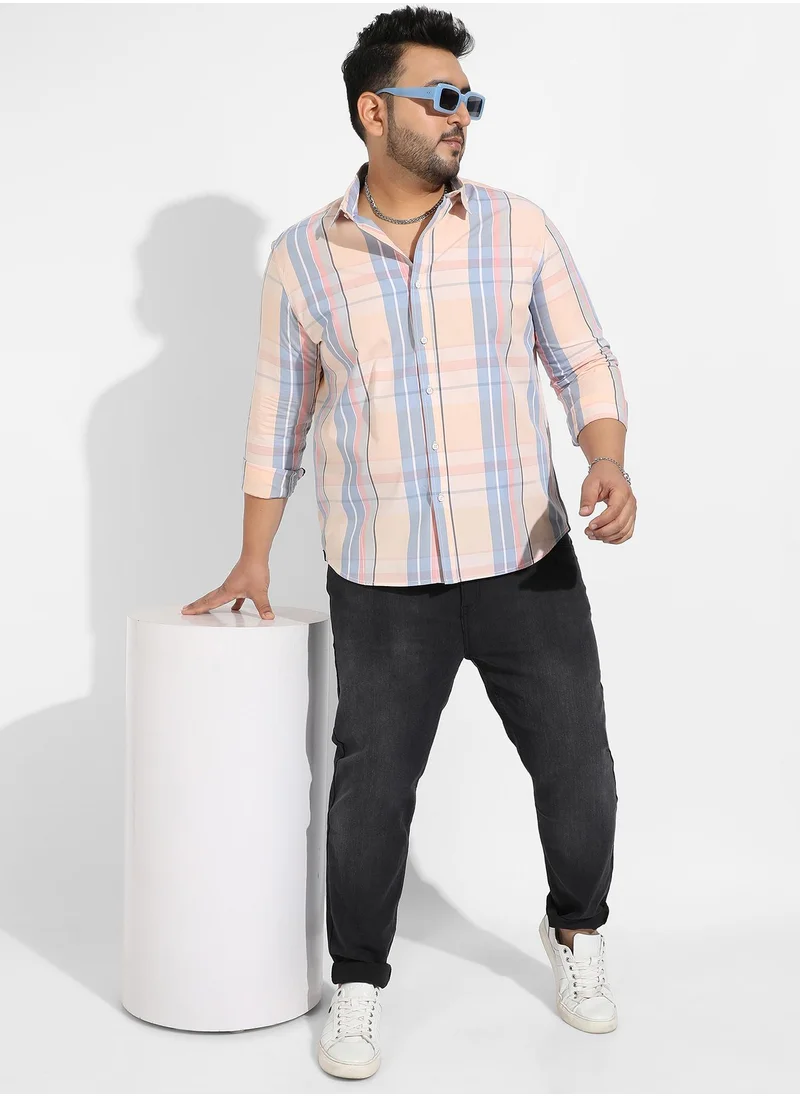 Instafab Plus Instafab Plus Men's Cotton Plaid Button Up Shirt