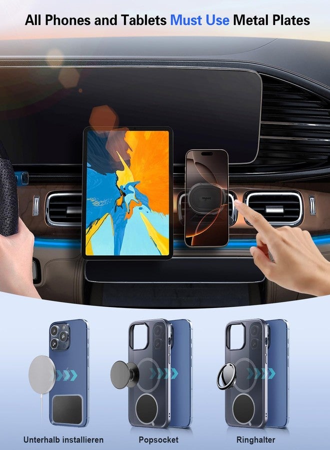 volport Magnetic Phone Mount for Car [Vent & Dashboard]: Strong Magnet Holder for Mercedes Benz Mini Cooper Round/Horizontal/Vertical Air Vent, for iPhone Samsung Big Heavy Cell Phone Case & Tablets - Image 5