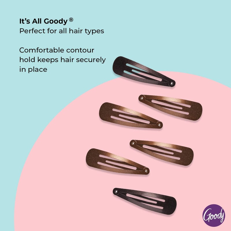 Goody Snap & Go Metal Contour Clips, 6 Count, Brunette, Snap Clips, Suitable for All Hair Types, Pain-Free Hair Accessories for Women, Men, and Kids, All Day Comfort - Image 3