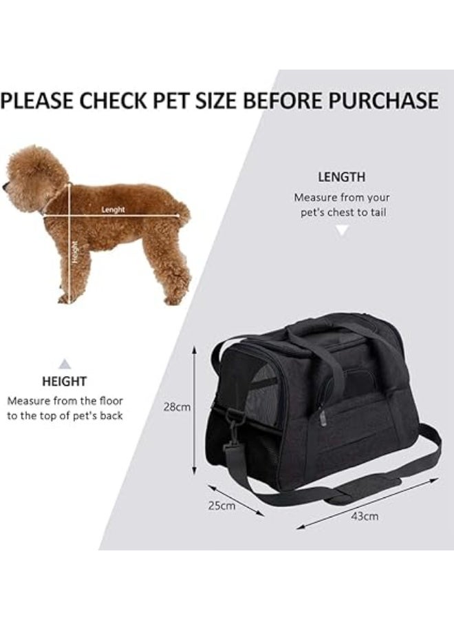 Cat Carrier,Premium Pet Carrier Soft Sided with Fleece Pad for Cat and Small Dogs,Portable Cozy Travel Pet Bag, Car Seat Safe Carrier (43*25*28cm, Black(with Fluff cushion)) - Image 2
