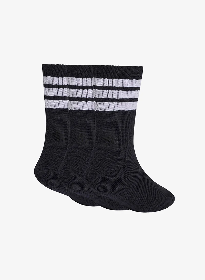 Adidas Kids 3 Pack 3-Stripes Cushioned Crew Socks