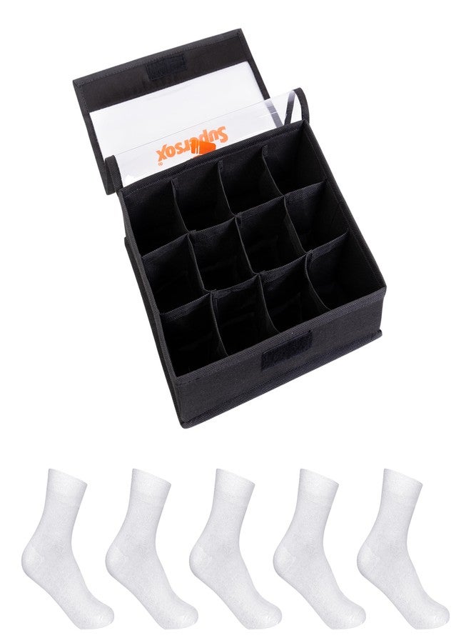 Supersox Ankle School Uniform Socks for Kids, Made with Breathable, Anti Odour & Moisture Absorbent Combed Cotton with a Extra Durable Welt, Ideal For All Day Wear (Pack Of 5), With Organizer - Image 1