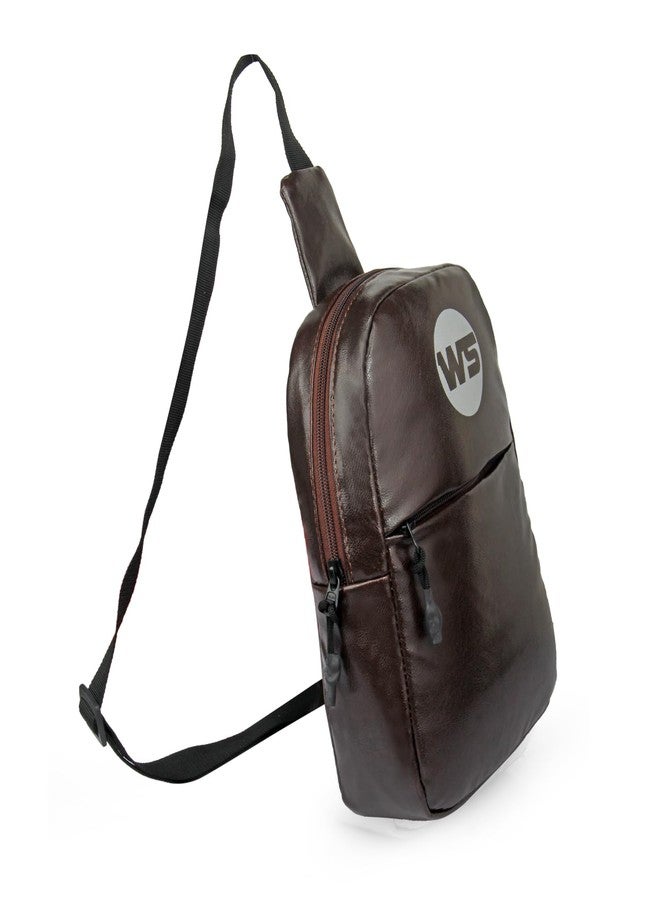 WORLD STAR CHEST BAG SHOULDER BAG MESSENGER SPORTS BACKPACK WATER RESISTANT USB CHARGING PORT SHOULDER SLING BAG (DARK BROWN) - Image 4