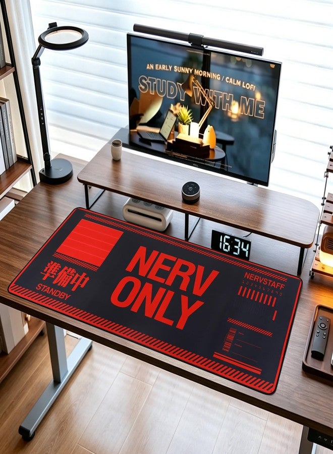لوحة ماوس TREASURE CASE بتصميم مستوحى من أنمي Neon Genesis Evangelion، مقاس 35.4 × 15.7 بوصة، تصميم NERV ONLY، قاعدة مانعة للانزلاق وحواف مخيطة، مثالية لمحبي EVA، للاستخدام المكتبي والألعاب - Image 2