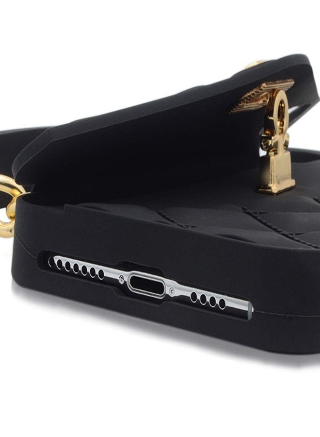 أوميو جراب حقيبة يد Omio لهاتف iPhone Xs Max مع حامل بطاقات وحزام معصم وغطاء محفظة من السيليكون الناعم للنساء والفتيات، فاخر وأنيق، سلسلة طويلة من اللؤلؤ، أسود - Image 4