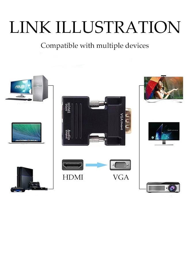 DUNISO HDMI to VGA Adapter,HDMI to 3.5mm Audio Adapter，Audio Output Cable Computer Set-top Box Converter Connector Adapter,Suitable for laptops, Old Computers, Monitors, projectors - Image 3
