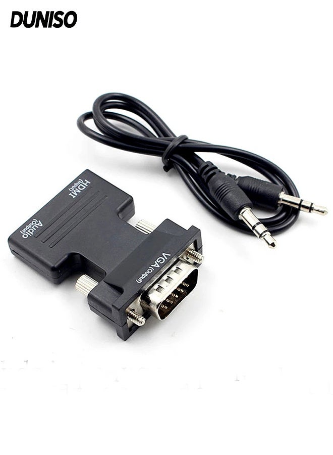 DUNISO HDMI to VGA Adapter,HDMI to 3.5mm Audio Adapter，Audio Output Cable Computer Set-top Box Converter Connector Adapter,Suitable for laptops, Old Computers, Monitors, projectors - Image 1