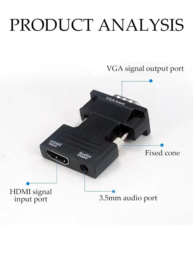 DUNISO HDMI to VGA Adapter,HDMI to 3.5mm Audio Adapter，Audio Output Cable Computer Set-top Box Converter Connector Adapter,Suitable for laptops, Old Computers, Monitors, projectors - Image 2