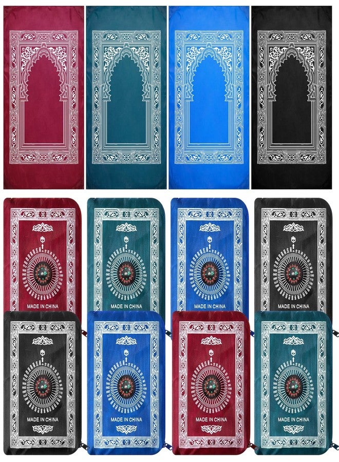 Mindsoft 8Pcs Ramadan Portable Travel Prayer Mat with Compass Waterproof Polyester Prayer Rug Muslim Prayer Rug Islamic Prayer Pillow with Pocket Size Carrying Bag for Ramadan Gifts (60cmx100cm) - Image 1