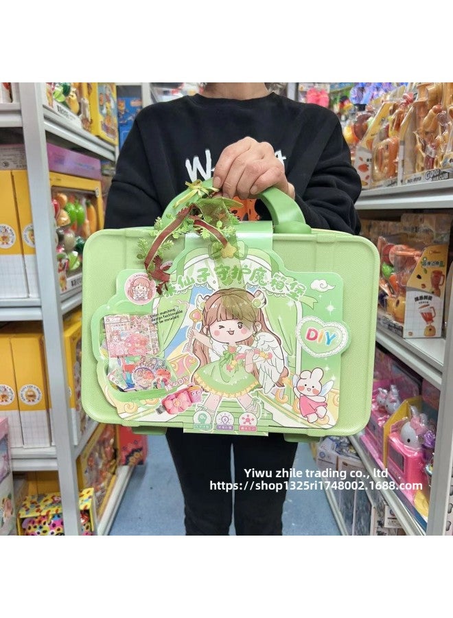 Children's DIY Goo Card Cream Glue Beaded Bracelet Handmade Hand Account Set For Primary School Students Girls Sticker Gift Box-Color:6620# Decompress Goka Treasure Box-Green - Image 1