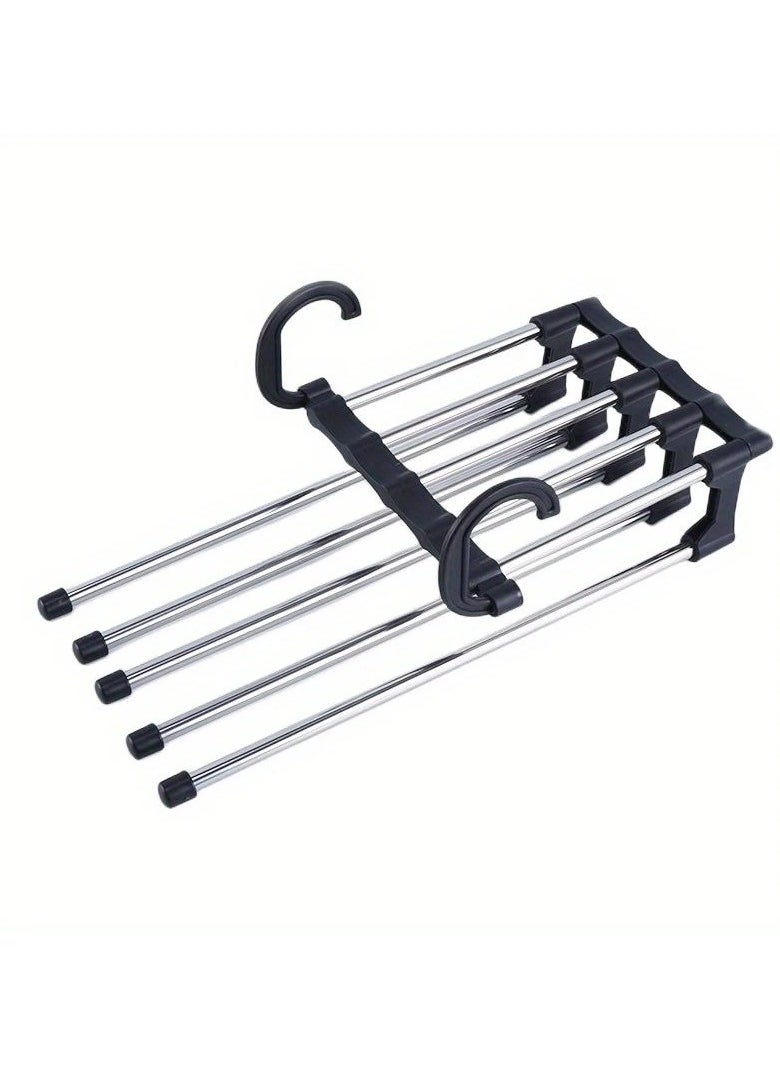 FALMER Adjustable Trouser Hanger with Double Hooks - Stainless Steel Closet Storage, Space Saving Design - Black  - Image 1